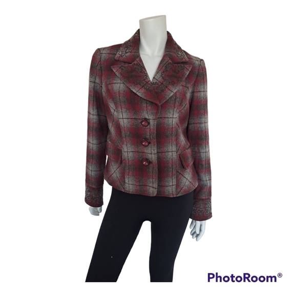 TRIBAL womens coat jacket pink & gray wool size 8 - Picture 3 of 14